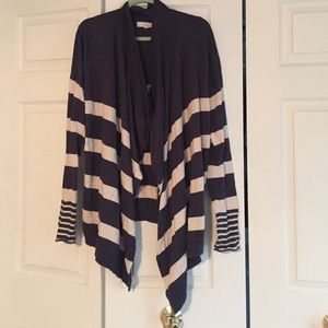 LOFT Navy/Cream Shawl Cardigan