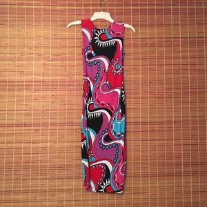 Funky Pattern Boat Neck Dress Sleeveless vintage