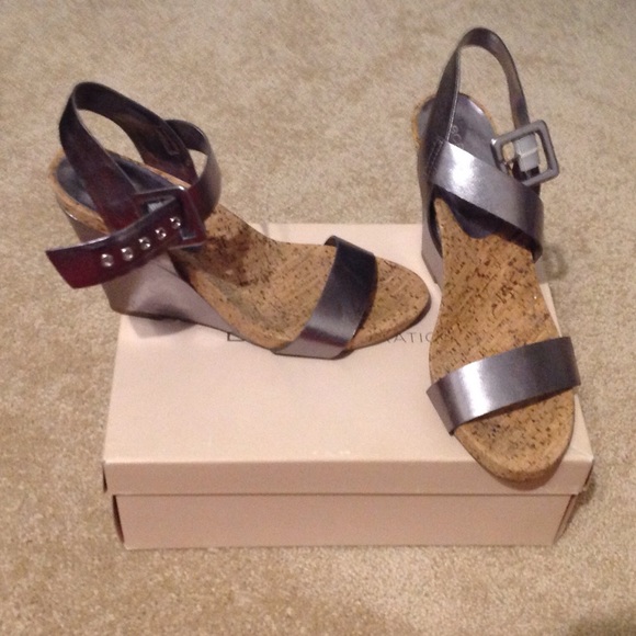 BCBG Metallic Wedge Sandals