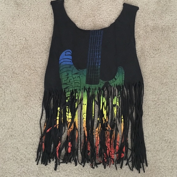 Guitar Fringe cropped shirt