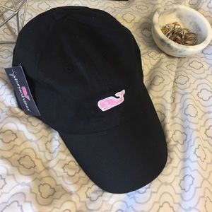 Vineyard Vines White Black pink Whale Baseball Hat