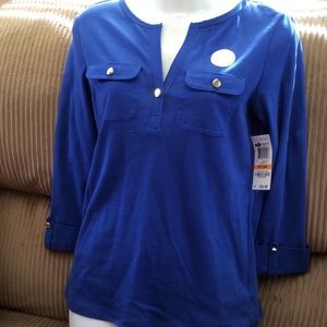 Cute blue soft detailed top.