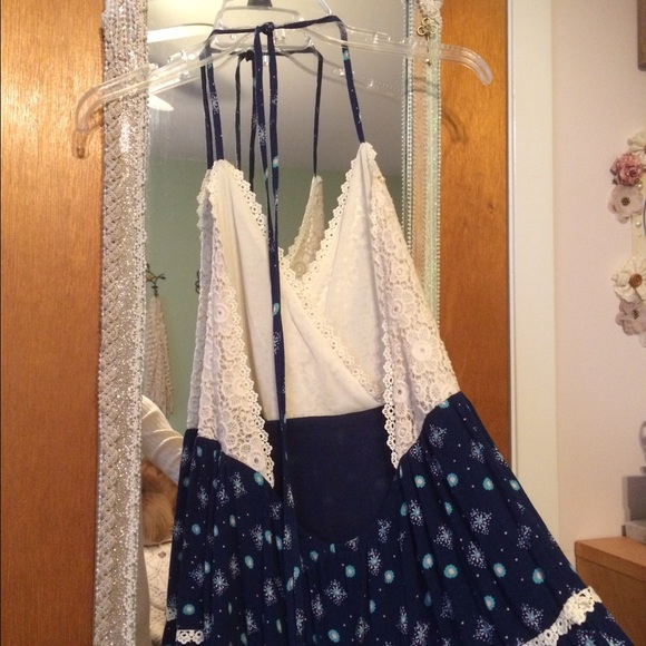 Bohemian Halter Dress, Tiered Skirt, Crochet Top - Picture 4 of 5