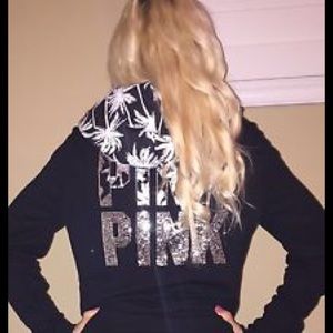 PINK VS HTF Palm Tree Bling Hoodie