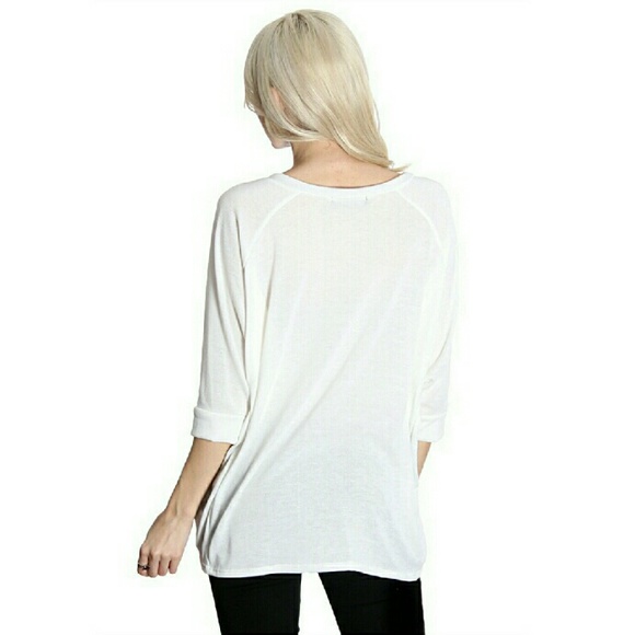 Hacci Blouse Loose Hi-lo Tunic - Picture 2 of 3