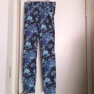 Blue floral jeans.