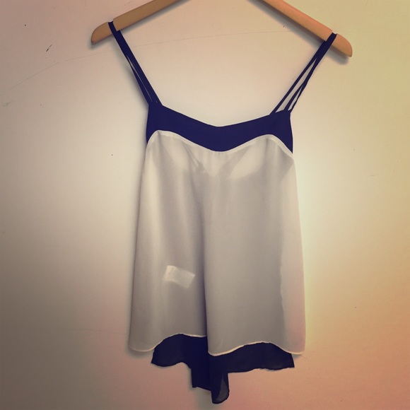 Sheer white and black BCBG tank top - Picture 1 of 3
