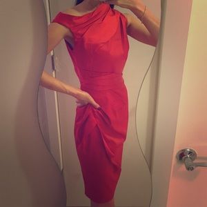 Classy formal gala/cocktail red satin dress