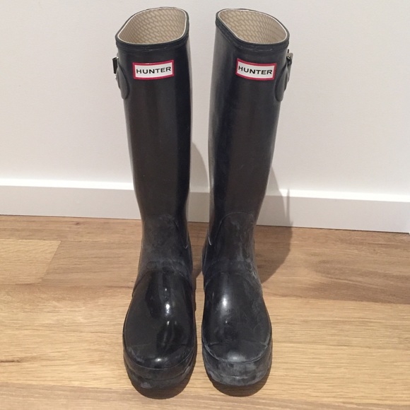 Tall original Hunter Boots, black. Size 6:EU 37