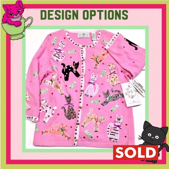 Design Options Sweaters - DESIGN OPTIONS NWT Embellished 🐱 Cats Cardigan- M