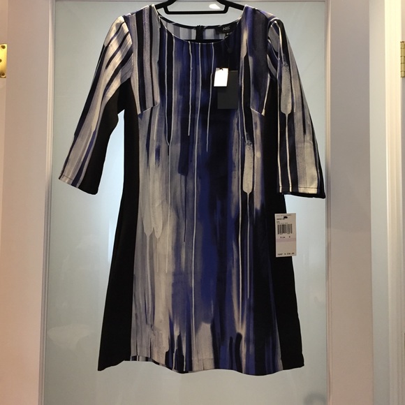 ABS blue white and black quarter sleeve dress