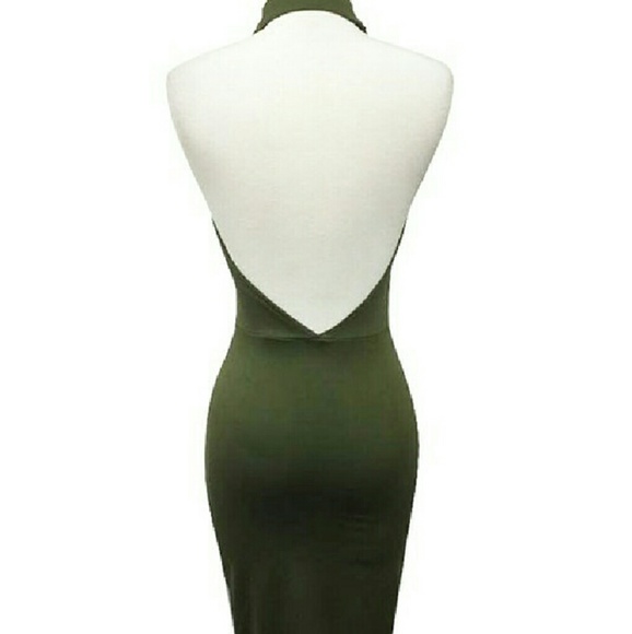 Wine Halter Keyhole Bodycon Dress - Picture 2 of 2