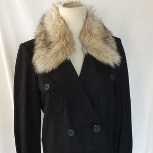 Ann Taylor Loft Faux Fur Collar Blazer Jacket