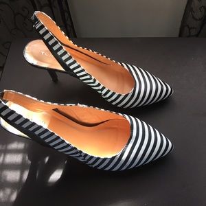 Black & White Torrid sling back heels.