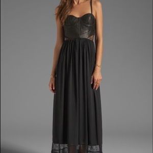 Alice & Olivia Elis Leather Structure Bodice Dress