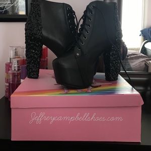 Jeffrey Campbell, waxed heel booties
