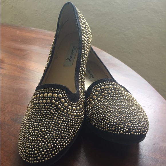 Olsenboye Black & Gold studded Flats