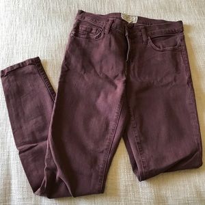 Dusty maroon colored jeans by Current Elliott