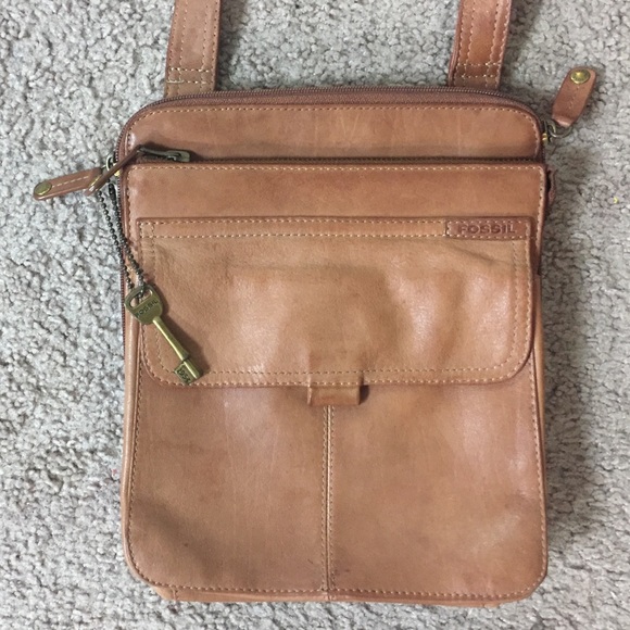 Fossil brown leather crossbody