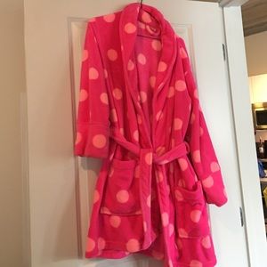 Pink polka dot bathrobe