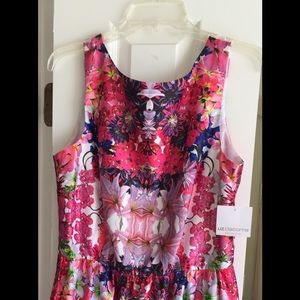 Floral satin feel short dress