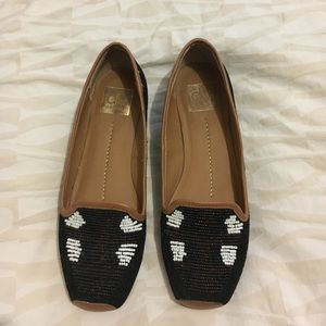 Dolce Vita black and nude slip on loafers