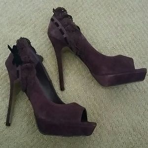 Cece L'amour suede purple heels