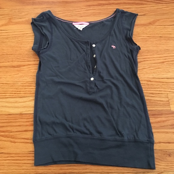 Blue Button half Down A&F Top