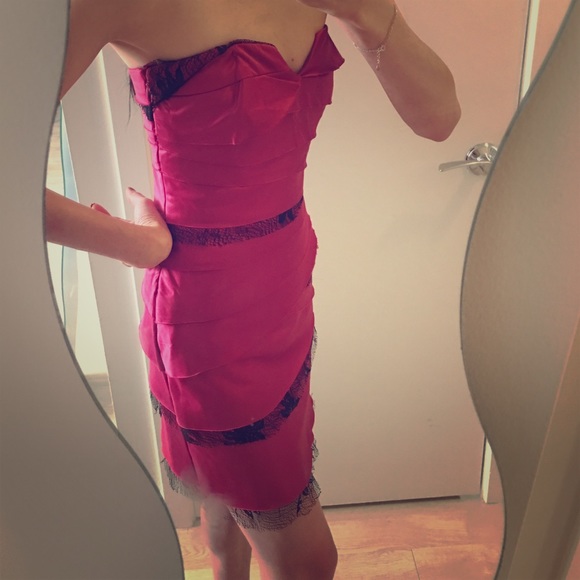 Pink satin w/ lace accents party/cocktail dress