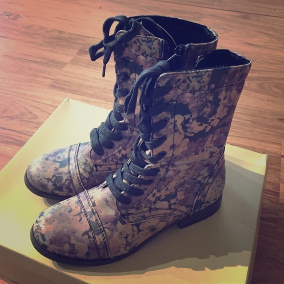 Floral Combat Boots
