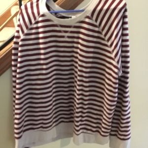 Long sleeve striped sweatshirt. No hood.