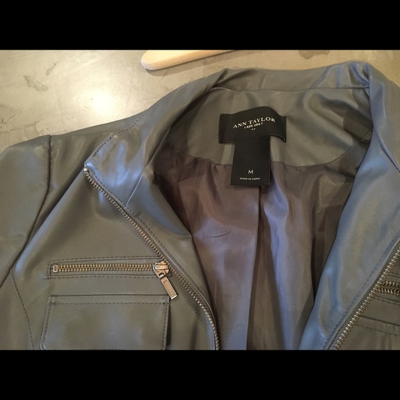 Ann Taylor gray (faux) leather jacket - Picture 3 of 4