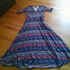 Agnes & Dora XL mixed print Austen (maxi) dress