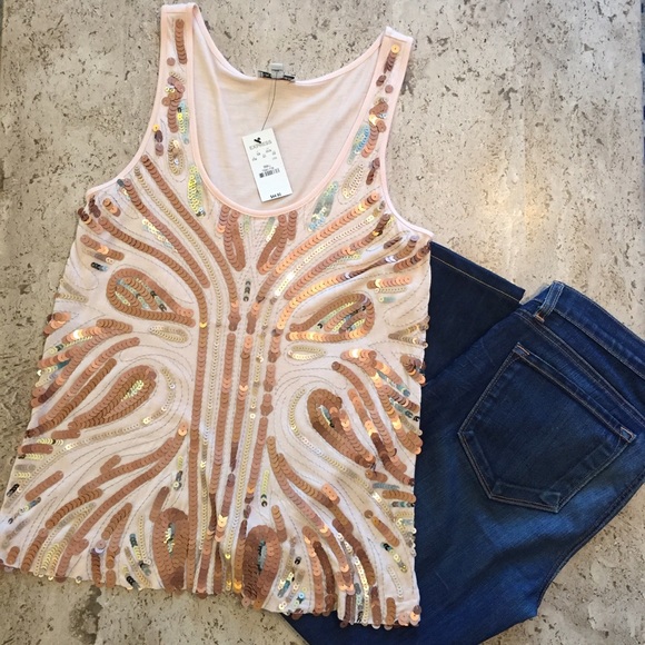 Express Blush Sequin Tank