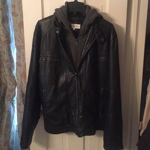 Calvin Klein Faux Leather Hooded Jacket