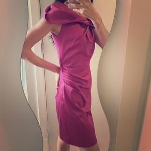 Unique shiny pink satin party/cocktail dress