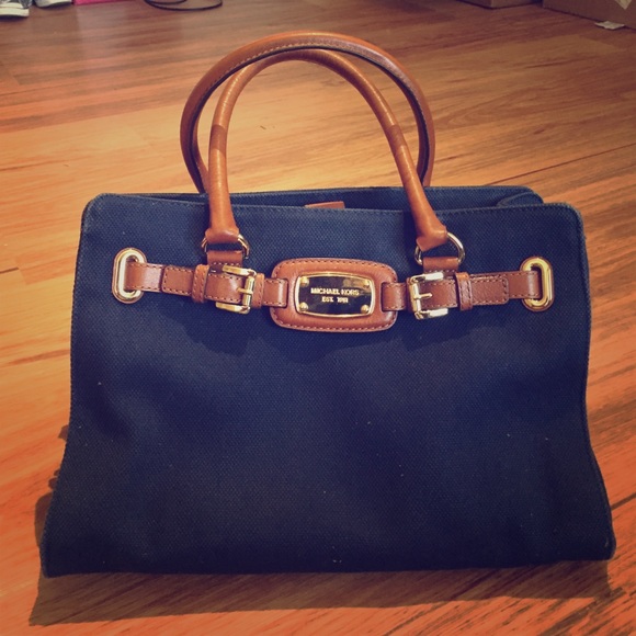 Michael Kors Navy & Brown Satchel Handbag