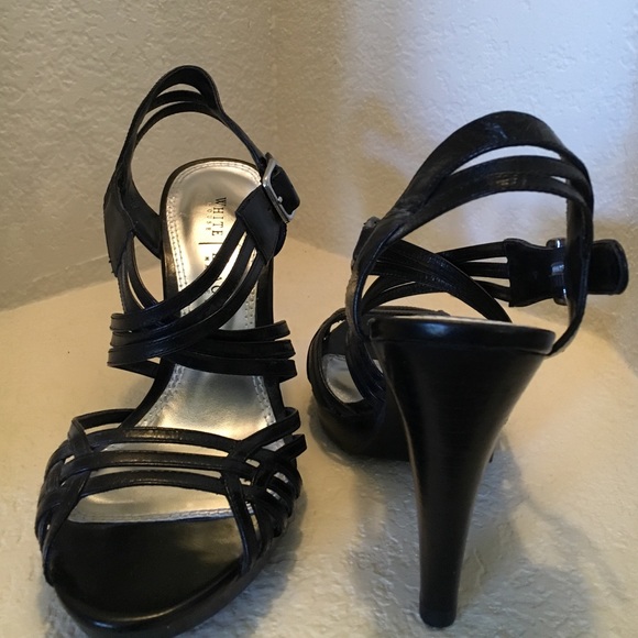 WHBM black strap heels