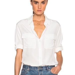 Equipment classic white silk button up size M