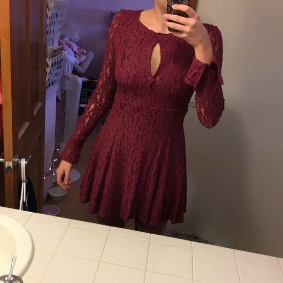 Free people maroon lace dress