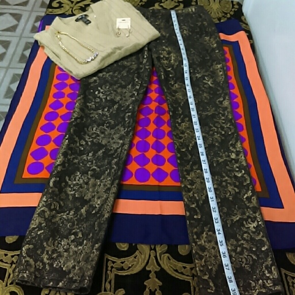 Chico's Platinum Gold Foil Denim Sz. 0 - Picture 2 of 4