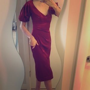 Super classy burgundy red satin formal dress