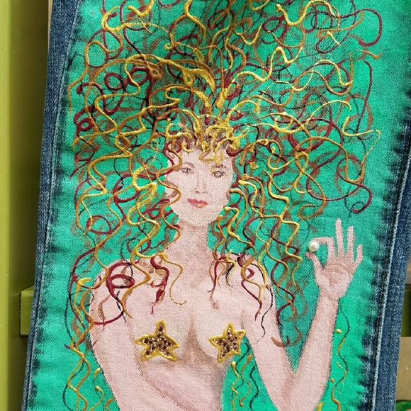 Custom Painted Mermaid Jeans - Picture 3 of 6