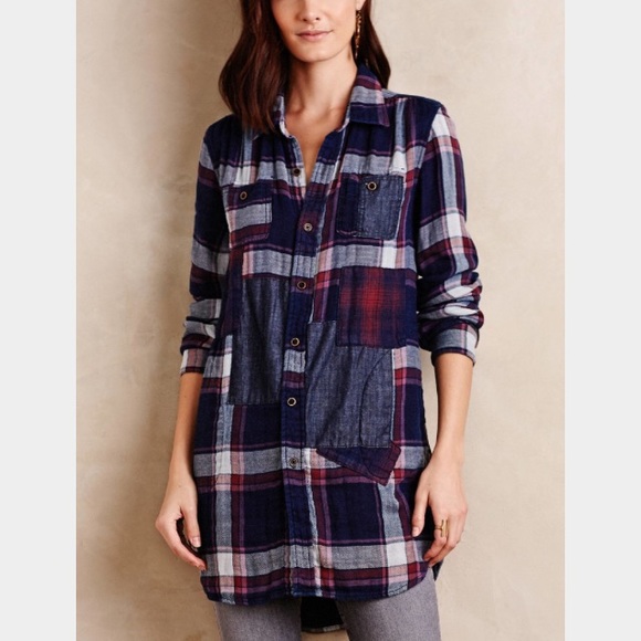SOLD! Anthropologie Plaid Tunic Top