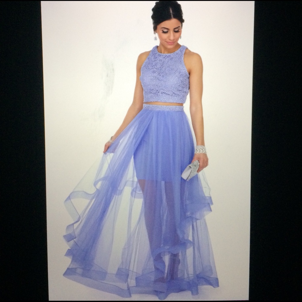 Purple 2 Piece Prom Dress