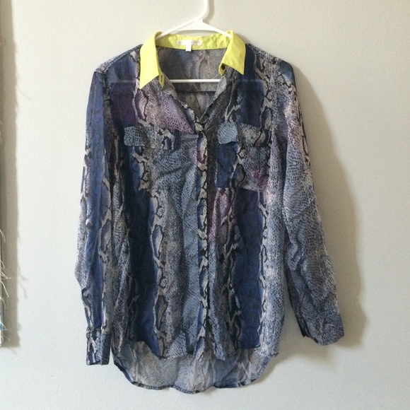 Navy snakeskin blouse