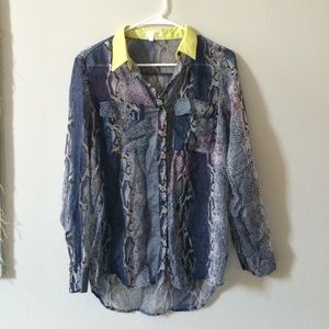 Navy snakeskin blouse