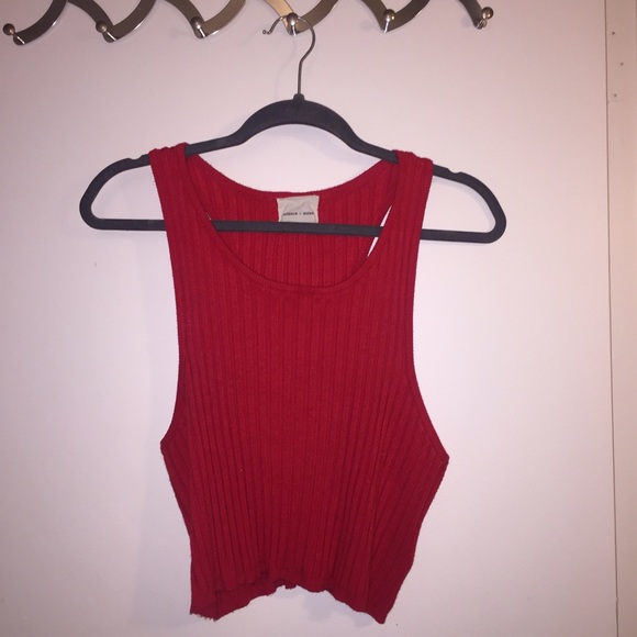 silence + noise Tops - Silence + Noise Rib Crop Tank Sweater in red. ❤️