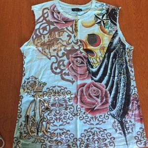 ED HARDY CUT OFF SLEEVES T