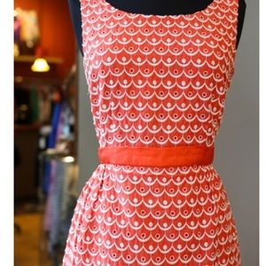 Anthropologie Orange and White Scalloped Dress
